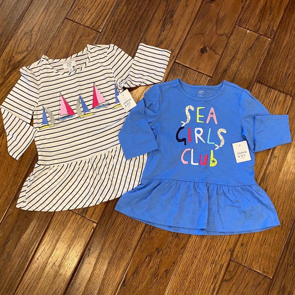 Two Girls Long Sleeve Nautical Shirts